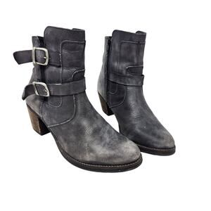 Umberto Raffini Leather Ankle Zip With 2 Buckle Bootie Black Size 41